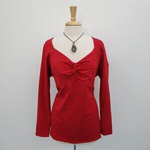 Torrid Womens Red Foxy Sweetheart Twist Top Blouse Plus Size 3 Long Sleeve